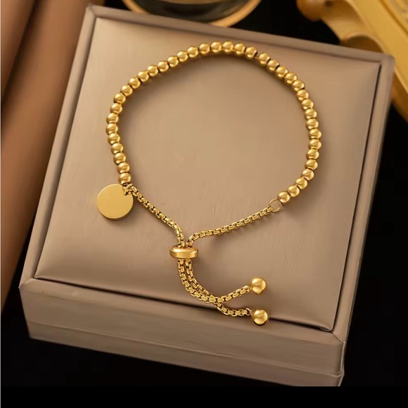 Jewelry - Stainless Steel Gold Beaded Bracelet